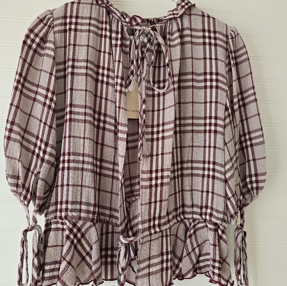 NWT Anthropologie The East Order Plaid Pippa Top Medium - Picture 6 of 9